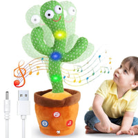 GilliBilli - Dancing Cactus Toy for Kids - Rechargeable Talking Singing Children Baby Plush Electronic Toys | Voice Recording | Repeats What You Say | LED Lights