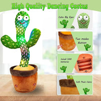 GilliBilli - Dancing Cactus Toy for Kids - Rechargeable Talking Singing Children Baby Plush Electronic Toys | Voice Recording | Repeats What You Say | LED Lights